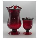 Crimson Red Vase Centerpiece & Matching Cup
