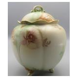 Beautiful Melon Form Footed Ginger Covered Jar