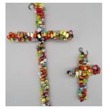 2 Piece Multi-Colored Beaded Cross Set