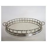 Silver Toned Bamboo Rimmed Brass Tray