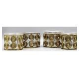 Candle Holders Glass with Brass Scrollwork (4)
