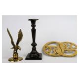 Brass Candlestick, Golden Eagle, Swan Trivet
