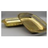 Pair of Gold Toned Brass Basket Style Dishes