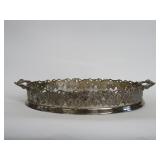 Silver Toned Brass Serving Tray Grape Detail