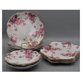 Lefton China 1993 Rose Patterned Plate Set (10)