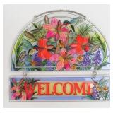 Hummingbird Stained Glass Suncatcher Welcome Sign