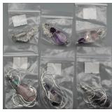 Wholesale- Wire Wrapped Stone Pendants (6)