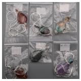Wholesale- Wire Wrapped Stone Pendants (6)
