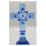Blown Glass Angel on Cross w/ Stand
