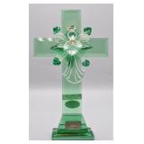 Blown Glass Angel on Cross w/ Stand