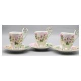 Handpainted Cup & Saucer Sets (3)