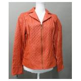 Genuine Leather Burnt Orange Moto Jacket Size S.