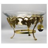 Stylish Glass and Brass Fruit Bowl
