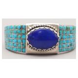 Southwestern Turquoise Cuff w/ Lg. Lapis Cabochon
