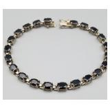 .925 Silver Blue Sapphire Bracelet 8 in, 15.486g