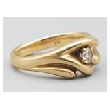 14K Gold Ring with Diamond, 4.729g