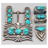 Turquoise and Sterling Belt Buckle, 57.644g