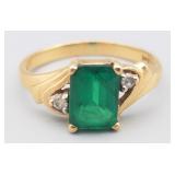 14K Gold Emerald & Diamond Ring, 1.836g