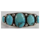 .925 Sil Old Pawn Turquoise Bracelet 5 in, 52.007g