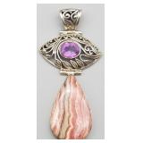 .925 Sil Rhodochrosite & Amethyst Pendant, 18.707g