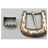 Sterling Silver Mexico Belt Buckle, 33.846g