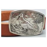 Grouse Sterling Silver Belt Buckle w/ Leather Belt