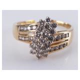 14K Gold Diamond Cocktail Ring, Size ?, 4.861g