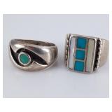 Nat. Am. Rings, Turquoise Stones, Size 11, 20.65g