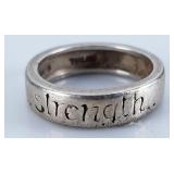 Sterling Silver "Strength" Ring, Size 6.5, 4.949