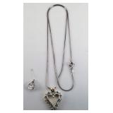 Ster Sil Necklace, Pendant, Earring 20 in, 5.645g