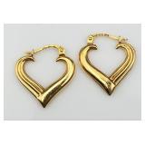 14K Gold Heartshape Earrings, 1.323g
