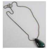 Ster Sil Necklace, Turquoise Pendant 24 in, 39.02g