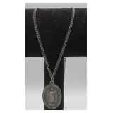 Silver St Christopher Medal & Chain 24 in, 11.805g