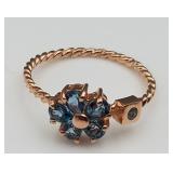 Sterling Silver Ladies Ring w/ Topaz, Size 8, 1.6g