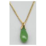 18K GF Necklace w/ Jade Pendant, 18 in