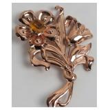 Ster Silver Rose Gold Vermeil Flower Brooch, 11.1g