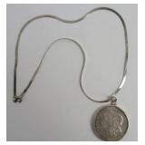 Silver Morgan Dollar Necklace, 20 in, 33.486g