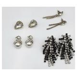 Vintage Rhinestone Post Earrings (4 pr)