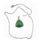 Ster Silver Necklace & Jade Pendant 16 in, 2.364g