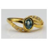 Ster Sil Ladies Ring w/ Topaz & CZ, Size 8, 2.6g