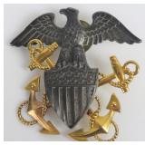 Large Ster. WWII Navy Officer Hat Emblem