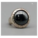 Large Sterling Ring Size 7.5 Hematite 15.5g