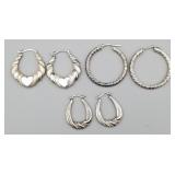 Sterling Silver Loop Earrings 9.478g  (3)