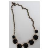 Copper Toned Necklace with Deep Amber Stones