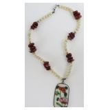 Stone Bead Necklace with Pottery Shard