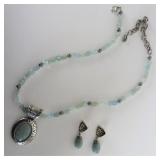 .925 Silver Sugulite Pendant & Earrings