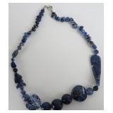 Blue Stone Necklace, Hearts Fish Shaped