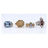 Ladies Sterling Silver Rings (4), 27.35g