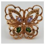 Ster Sil Ring, Tanzanite, Citrine, +, Size 8, 5.7g