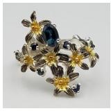 Sterling Silver Ladies Ring w/ Topaz, Size 8, 5.2g